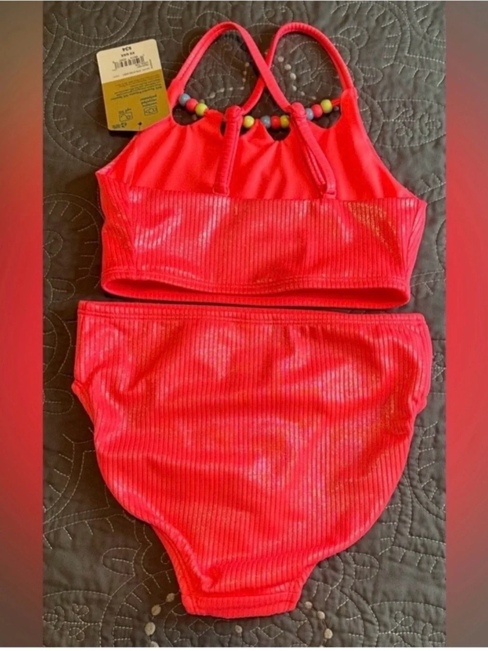 Thereabouts Girls Coral Fun 2 Piece Tankini Set NWT Size XL 16